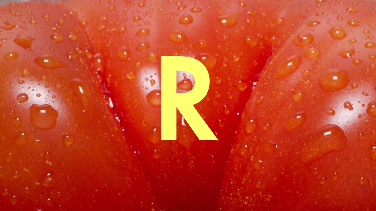 Tipografía animada sobre tomate
