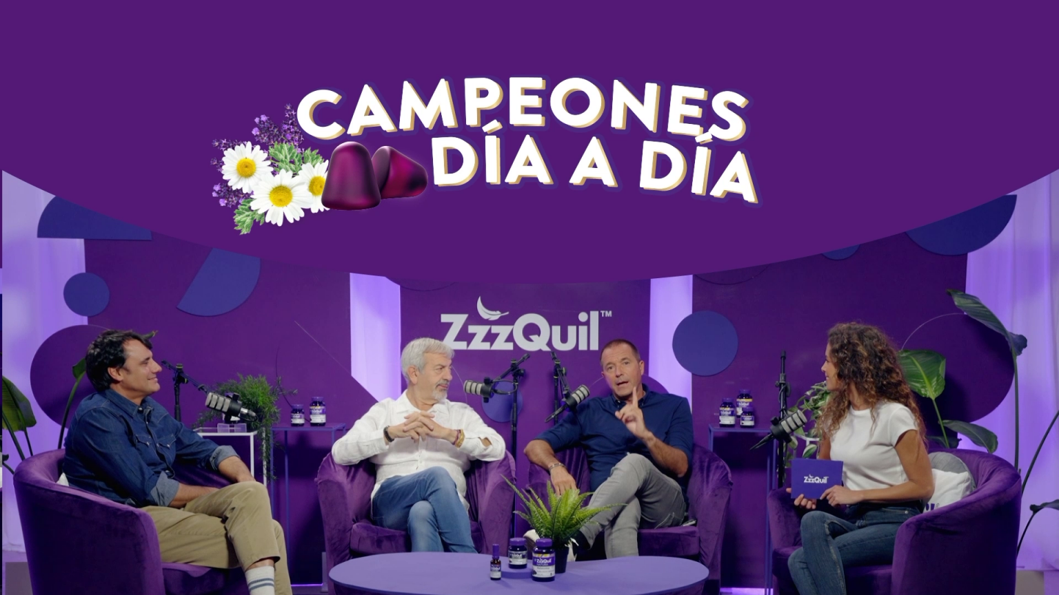 Plató del podcast Campeones del día a día de ZzzQuil